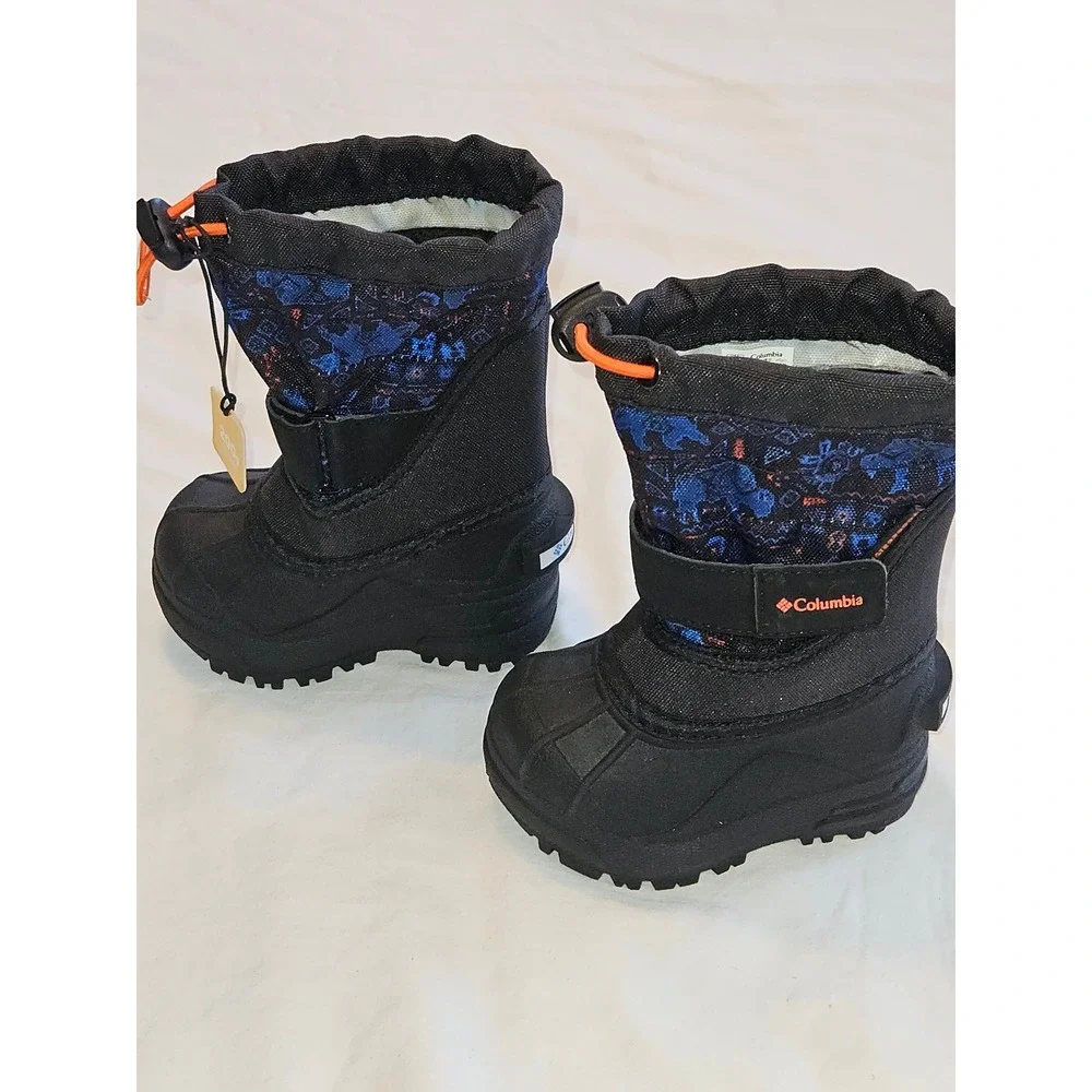 Columbia Kids Waterproof Insulated‎ Snow Boots Black Orange Blue Size Baby 4